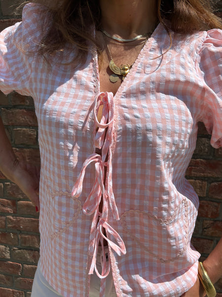 Blouse Vichy coeur rose