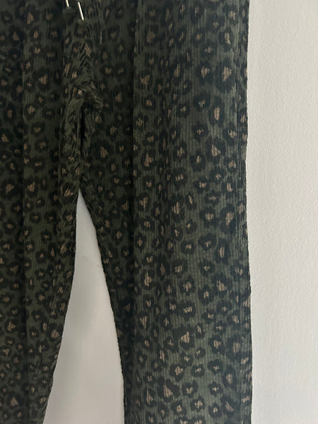 Pantalon Velours léopard kaki