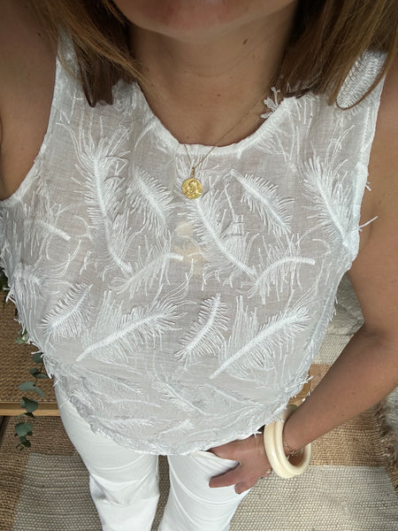 Top plume blanc